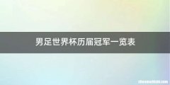 男足世界杯历届冠军一览表