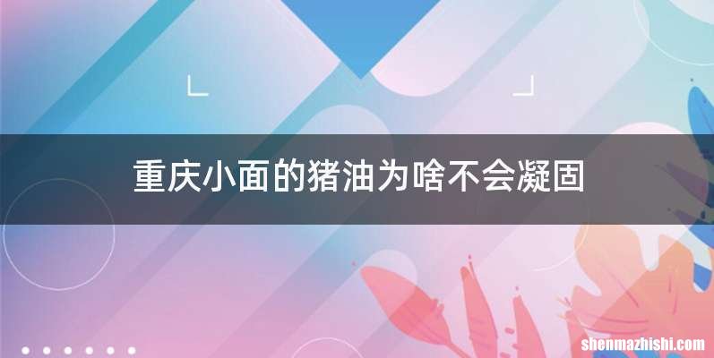 重庆小面的猪油为啥不会凝固