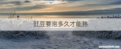 豇豆要泡多久才能熟