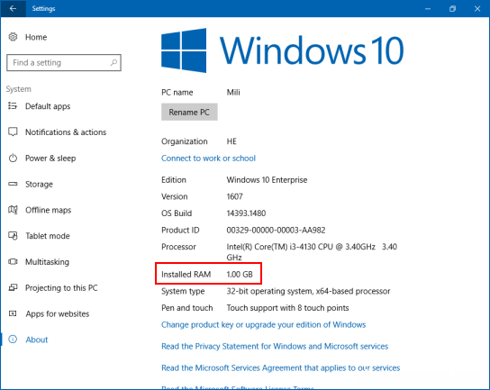 RAM 如何在Windows10/7中查看系统内存大小