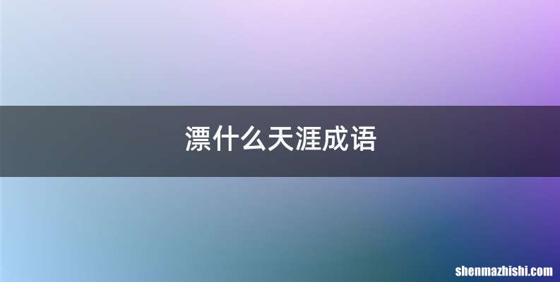 漂什么天涯成语