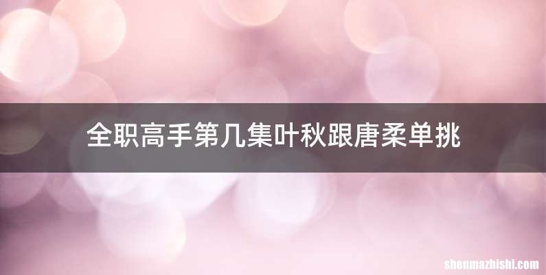 全职高手第几集叶秋跟唐柔单挑