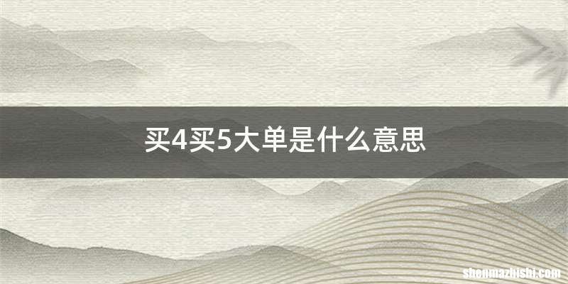 买4买5大单是什么意思