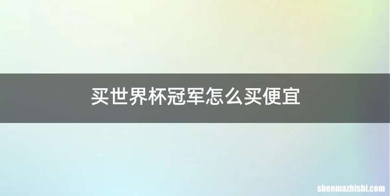 买世界杯冠军怎么买便宜