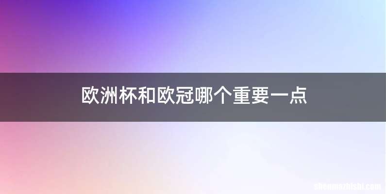 欧洲杯和欧冠哪个重要一点