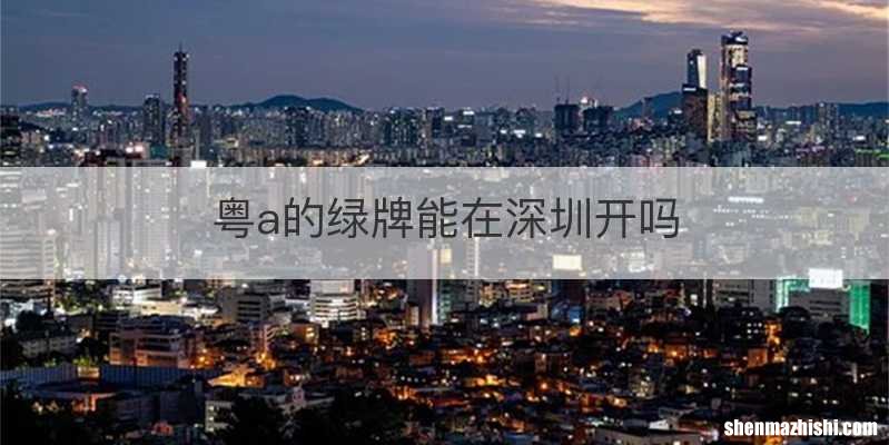 粤a的绿牌能在深圳开吗