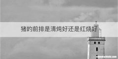 猪的前排是清炖好还是红烧好
