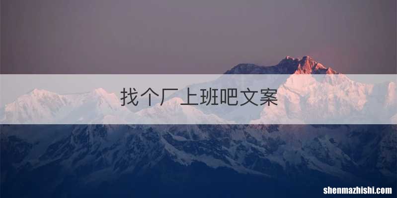 找个厂上班吧文案