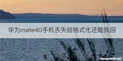 华为mate40手机丢失给格式化还能找回