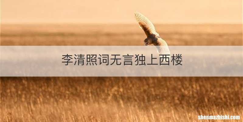 李清照词无言独上西楼