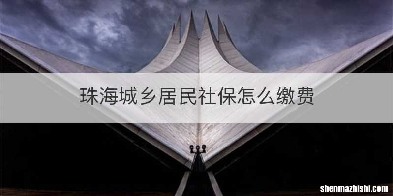 珠海城乡居民社保怎么缴费
