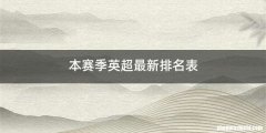 本赛季英超最新排名表