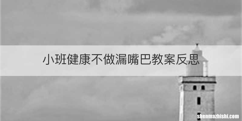 小班健康不做漏嘴巴教案反思