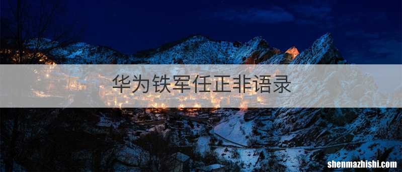 华为铁军任正非语录