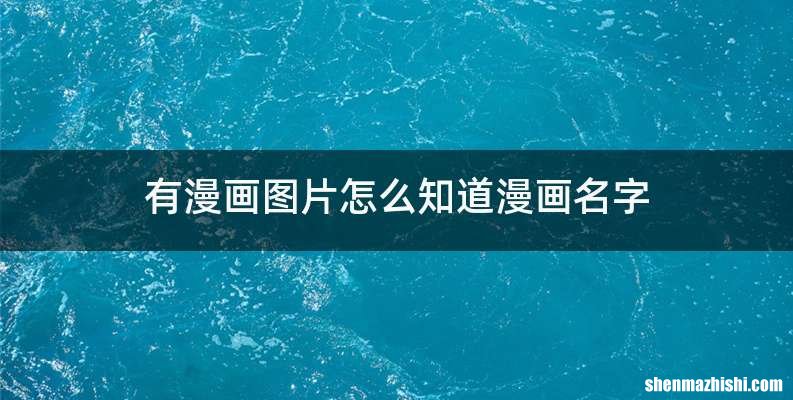 有漫画图片怎么知道漫画名字