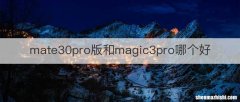 mate30pro版和magic3pro哪个好