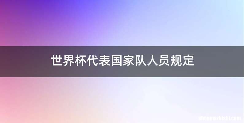 世界杯代表国家队人员规定