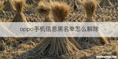 oppo手机信息黑名单怎么解除