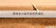 原神多少级开启世界模式