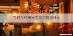 农行乡村振兴专项招聘做什么