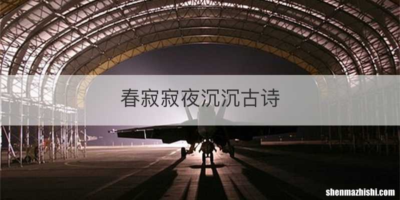 春寂寂夜沉沉古诗