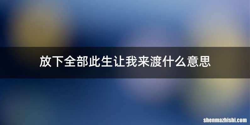 放下全部此生让我来渡什么意思
