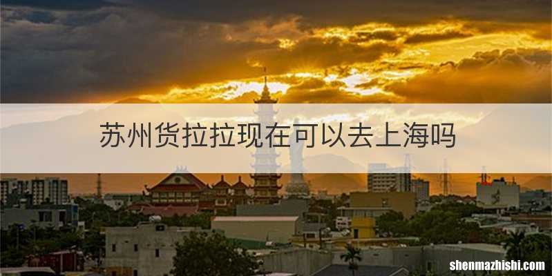 苏州货拉拉现在可以去上海吗