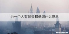 说一个人有背景和低调什么意思