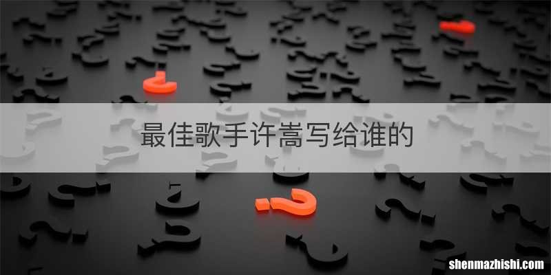 最佳歌手许嵩写给谁的
