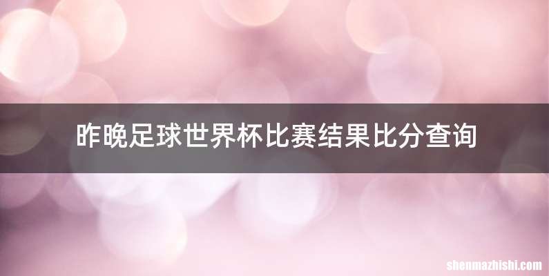 昨晚足球世界杯比赛结果比分查询