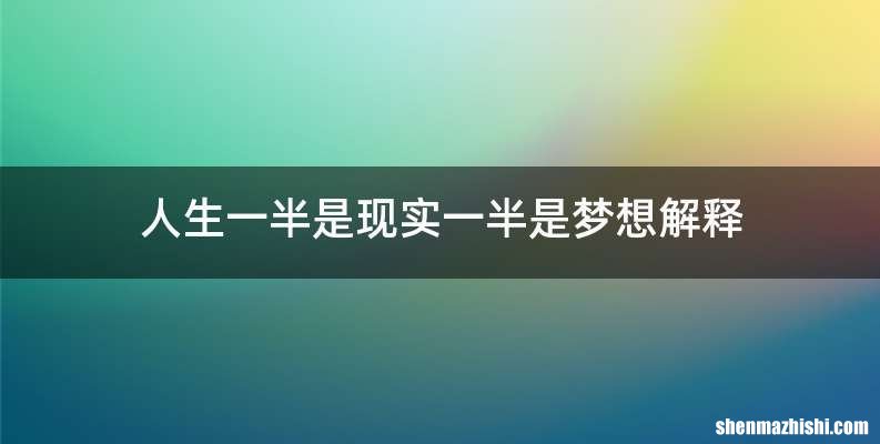 人生一半是现实一半是梦想解释