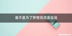 谁不是为了梦想而流浪说说