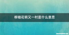柳暗花明又一村是什么意思