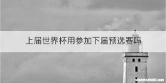 上届世界杯用参加下届预选赛吗