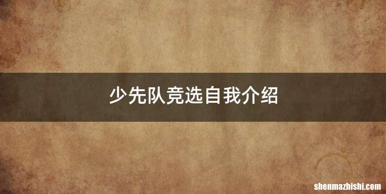 少先队竞选自我介绍