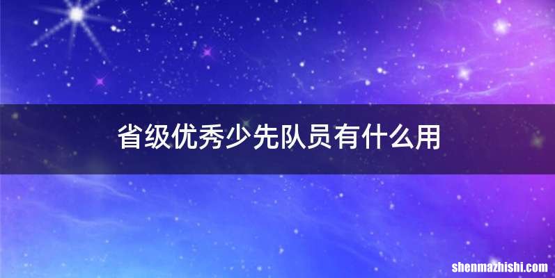 省级优秀少先队员有什么用