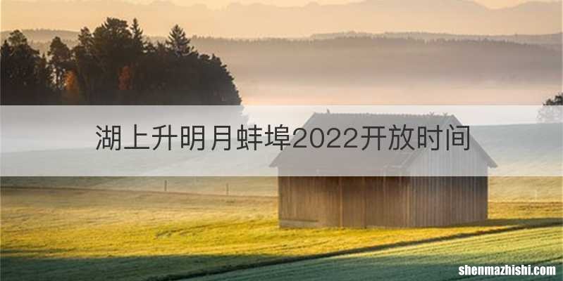 湖上升明月蚌埠2022开放时间