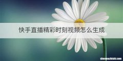 快手直播精彩时刻视频怎么生成