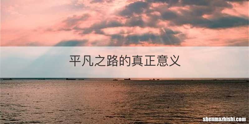 平凡之路的真正意义