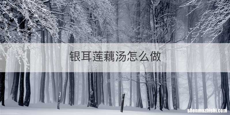 银耳莲藕汤怎么做