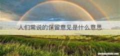 人们常说的保留意见是什么意思