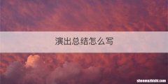 演出总结怎么写