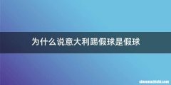 为什么说意大利踢假球是假球