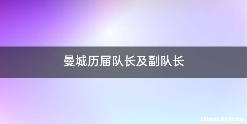 曼城历届队长及副队长