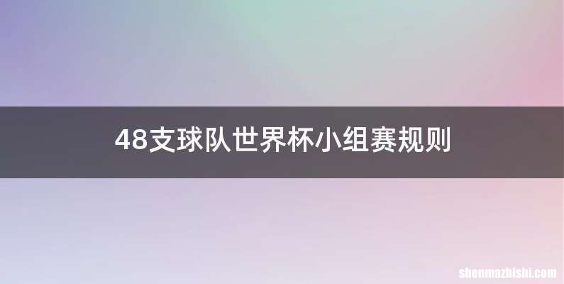 48支球队世界杯小组赛规则