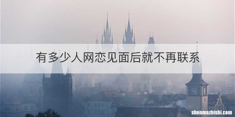 有多少人网恋见面后就不再联系