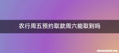 农行周五预约取款周六能取到吗