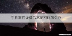 手机重启设备后忘记密码怎么办