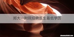 郑大一附院招聘医生最低学历