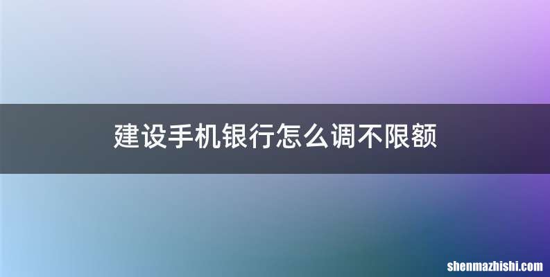 建设手机银行怎么调不限额